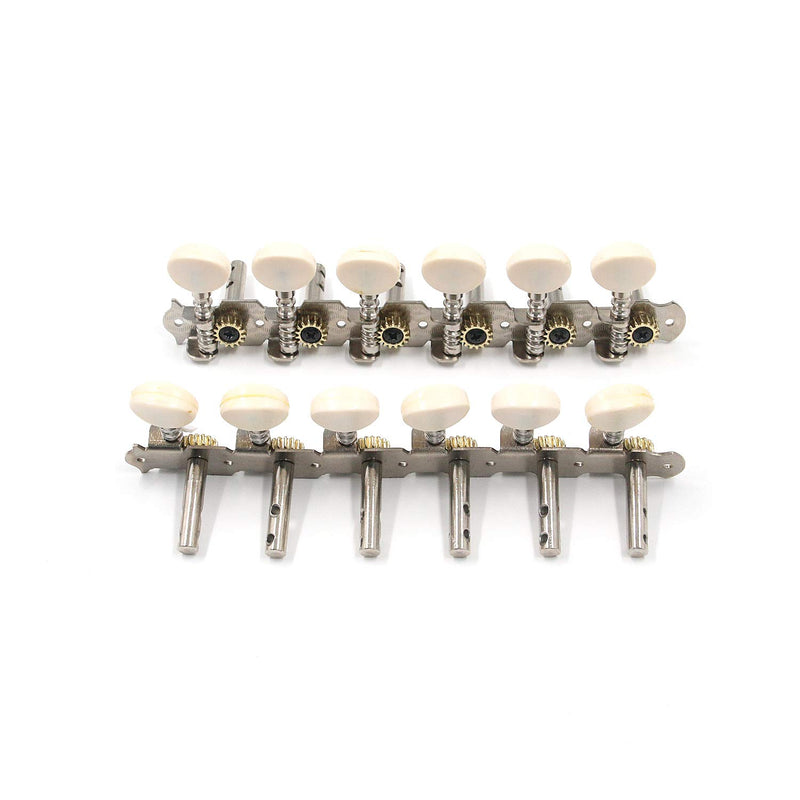 Geesatis 2 PCS Tuning Pegs Keys Guitar Machine Heads with Mounting Screws for Classical Guitar Tool, 6L 6R Chrome, White, Right, Left