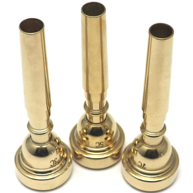 HENGYEE Gold Plated Trumpet Mouthpiece 3C 5C 7C Compatible with Yamaha Bach Conn King Replacement Musical Instruments Accessories