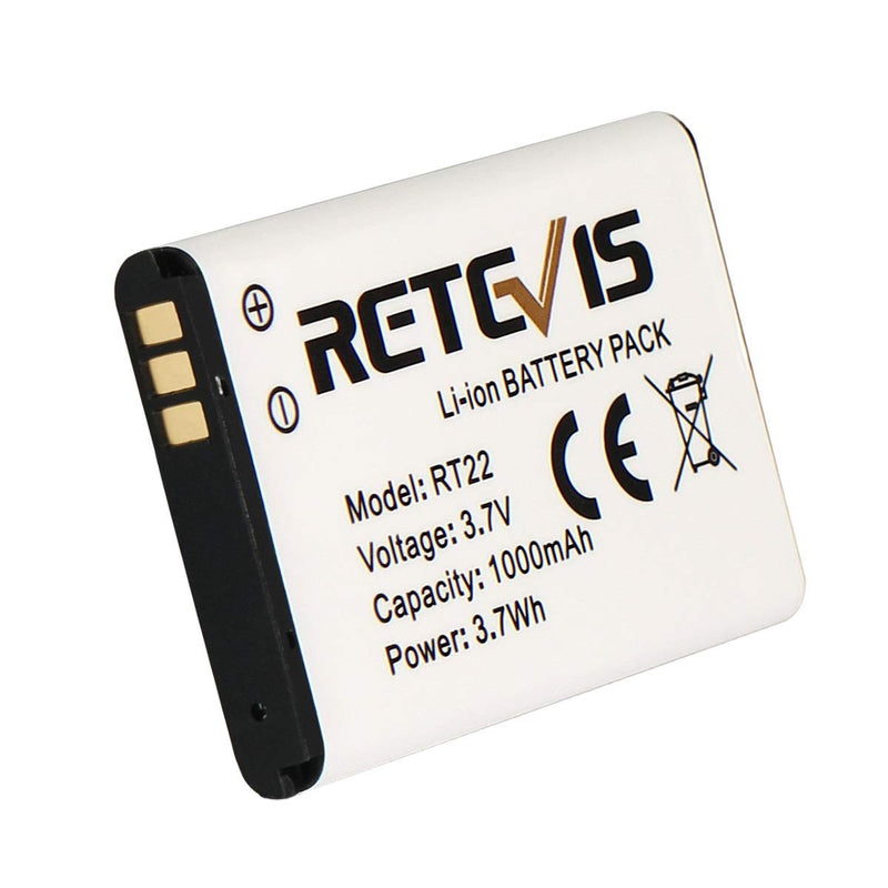 Retevis RT22 RT22S RT15 RT19 Battery Walkie Talkie Original Li-ion Battery 3.7V 1000mAh Compatible with Retevis RT22 RT22S RT15 RT19 WLN KD-C1 Two Way Radio(2 Pack)