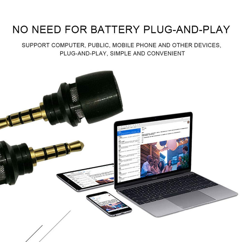 [AUSTRALIA] - CANFON Mini Condenser Microphone with High Sensitivity for Phone iOS iPhone iPhone X 8 7 6 iPad Podcast YouTube Facebook Livestream (3.5mm TRRS) (Black) Black 