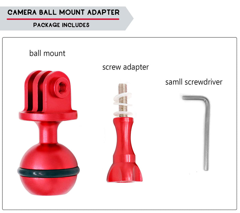 Aluminum Alloy Ball Mount Adapter for Gopro Hero Series/GitUp/AKASO/SJCAM Sports Camera, Compatible with RAM Style Mounts, Metal Ball Head Mount Bottom with 3/8'' Screw Hole Black Ball Mount Adapter