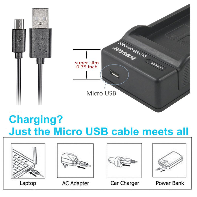 Kastar Battery (X2) & Slim USB Charger for LP-E8, LC-E8E and EOS 550D, EOS 600D, EOS 700D, EOS Rebel T2i, EOS Rebel T3i, EOS Rebel T4i, EOS Rebel T5i Cameras, Grip BG-E8