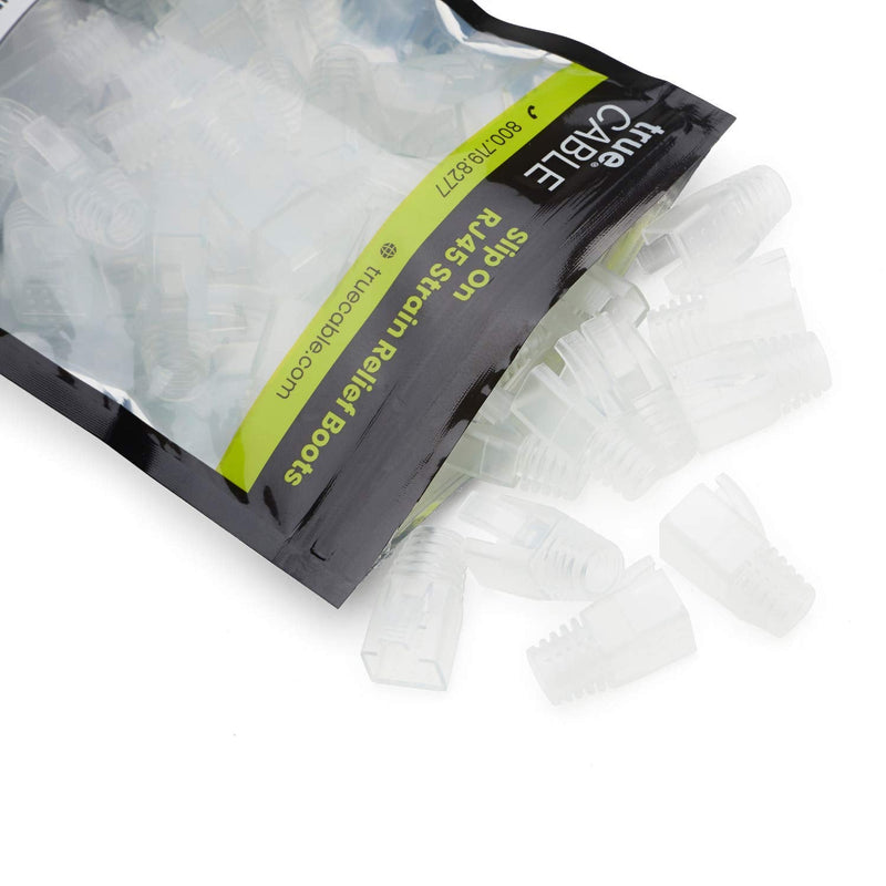trueCABLE RJ45 Strain Relief Boots, 7.0mm Slip-On PVC Plug Cover, Transparent, 100 Pieces 100pc 7.00mm - Small
