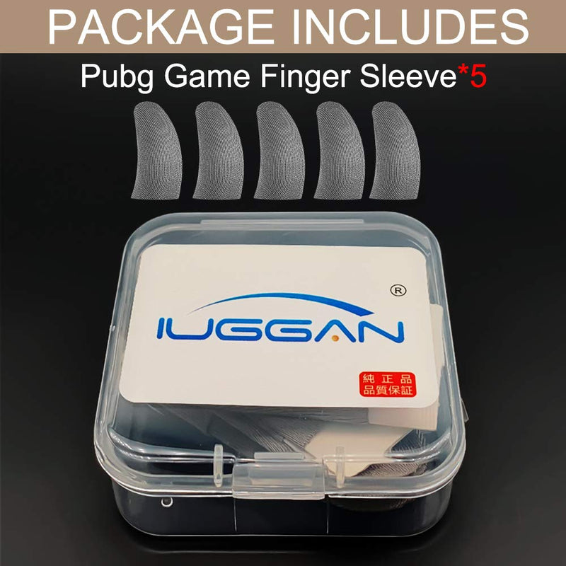 IUGGAN PUBG Mobile Game Finger Sleeve Sets [5 Pack] Sterling Silver Fiber, 0.01"(0.5mm) Ultra-Thin iPhone Smart Phone Finger for Call of Duty Mobile, Rules of Survival (Gray)