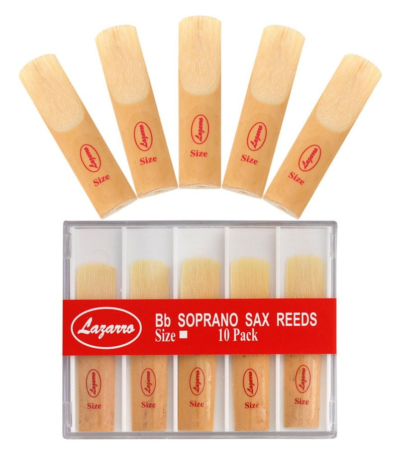 Lazarro S-2.5-R Soprano Saxophone Sax Reeds Size 2.5, Strength 2 1/2, Box of 10 - All Sizes Available