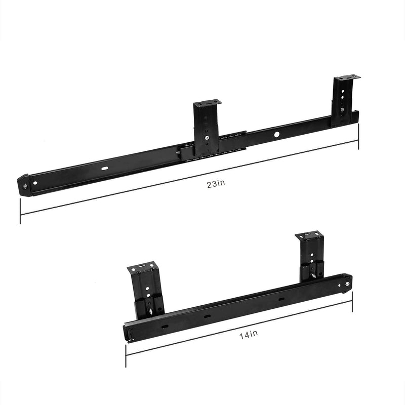 Keyboard Slide, KINJOEK 14 Inch 2 PCS Heavy Duty Ball Bearing Slides, Computer Drawer Tray Accessories, Cabinet Furniture Rails Rack with Adjustable Height Bracket and Screws, Black