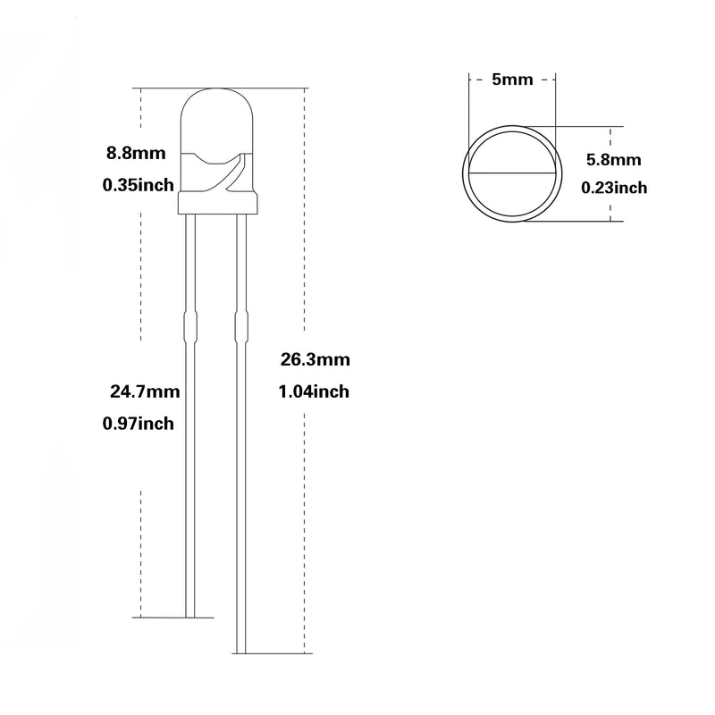 OWOFYDR 100 5mm red diffused LED diode lamp (Color Lens Frosted Round DC 2V 20mA) Lighting Bulb lamp Electronic Component Indicator Light Emitting diode Red - 100pcs