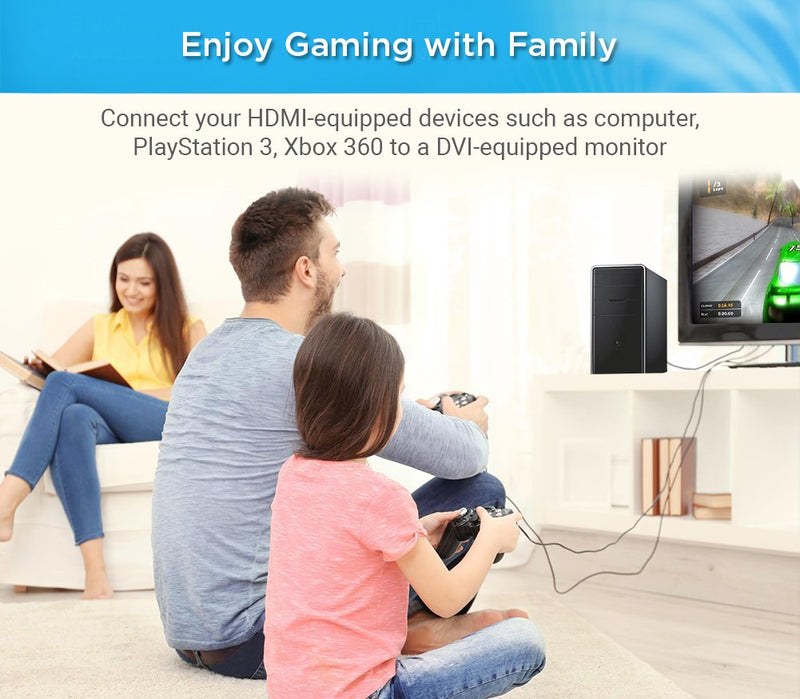 BlueRigger HDMI to DVI Adapter Cable (15 Feet, Monitor Cable, DVI-D 24+1, High-Speed, Male to Male) 15FT