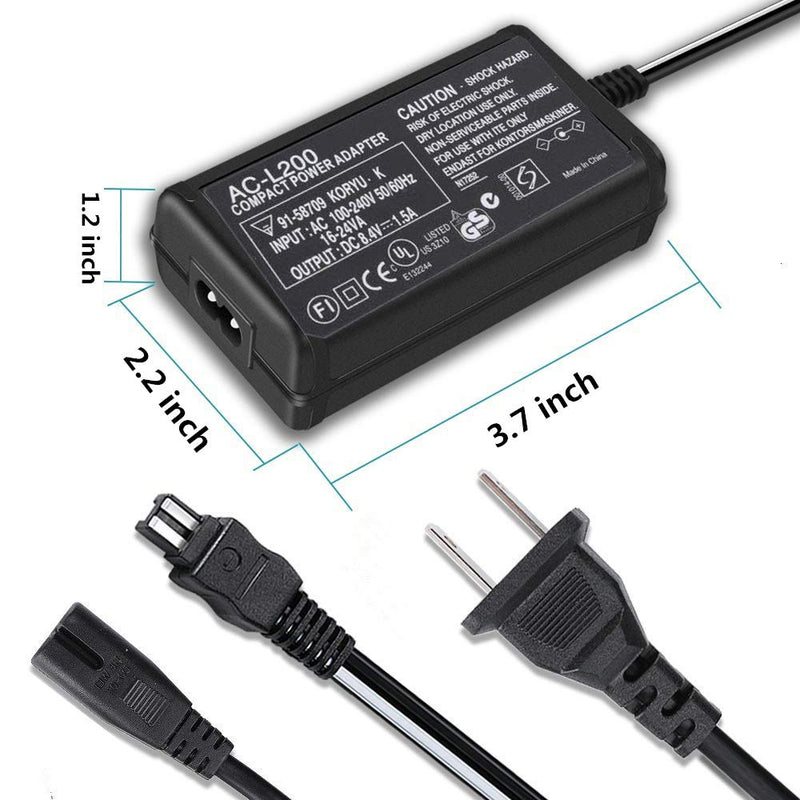 AC-L200 AC Power Adapter Charger for Sony Handycam DCR-SX40, DCR-SX41,DCR-SX44,DCR- SX45,DCR-SX60,DCR-SX63,DCR-SX65,SX83,SX85,DCR-SR42,DCR-SR45,DCR-SR46,DCR-SR47,DCR-SR68