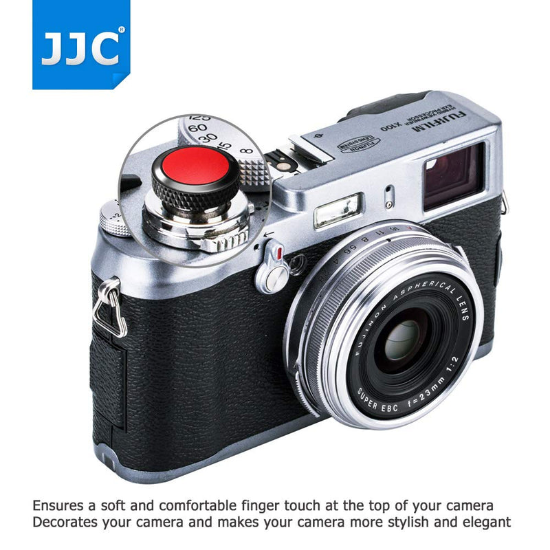 JJC Soft Camera Shutter Release Button Cap for Fujifilm Fuji X-T30 II X-T30II X-T20 X-T10 X-E4 X-T4 X-T3 X-T2 X-Pro3 X-Pro2 X100V X100F X100T X100S X-E3 for Sony RX10 IV III RX1RII RX1R RX1 Black+Red Black + Red