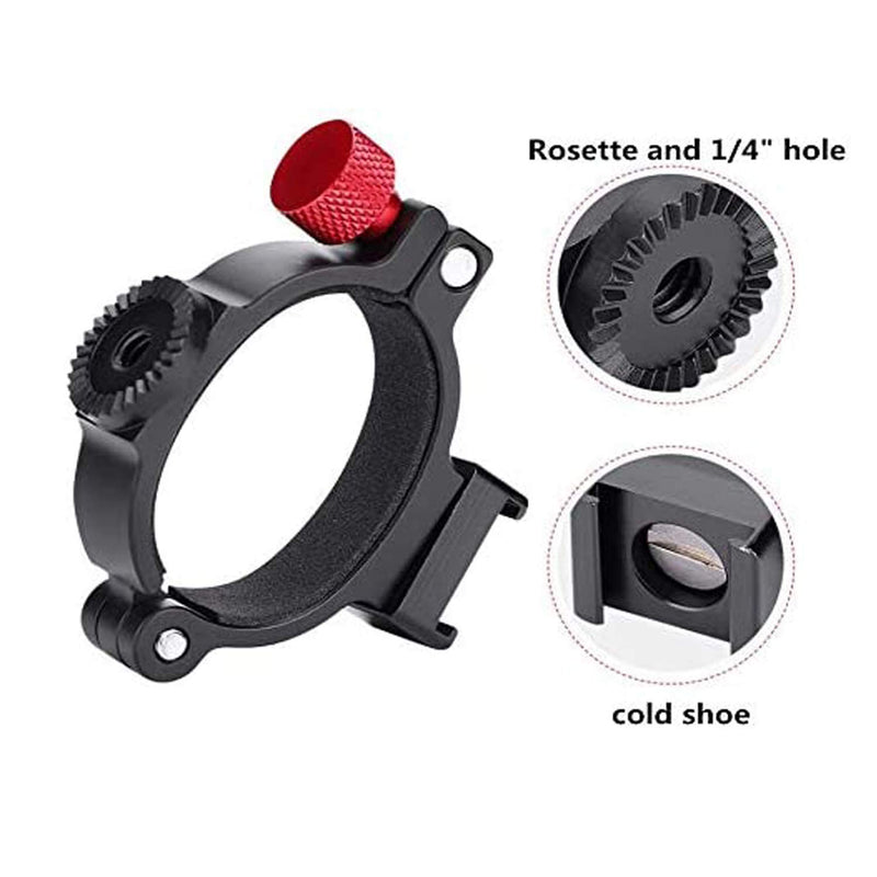Ring Clamp Adapter for DJI OM4, OSMO Mobile 3, Gimbal Mic Mount Extension Bar with Cold Shoe 1/4" Thread for OSMO Mobile 4 3 2 1 Applied to Rode Video Microphone, LED Spotlight, Monitor, Vlogging