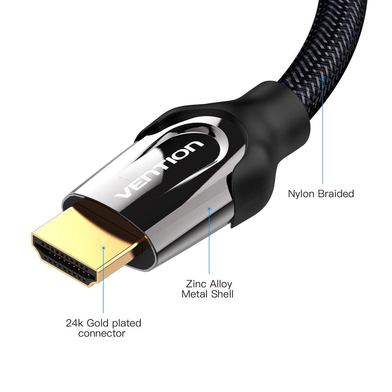 HDMI Cable 10FT,VENTION High Speed 4K HDMI Cable 2.0 Nylon Braided Cord Male to Male,Support Video 4K HD,1080P 3D,Ethernet and Audio Return (ARC), for PS 3/4,Apple TV 10FT/3M