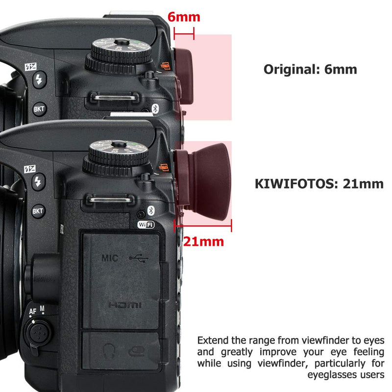 Kiwifotos Long Soft Viewfinder Eyecup Eyepiece for Nikon D750 D780 D610 D600 D7500 D7200 D7100 D7000 D5200 D5100 D5000 D3500 D3400 D3300 D3200 D3100 D3000 D300s and More Nikon DK-20 DK-21 DK-23 DK-25 DK-28 Replacement