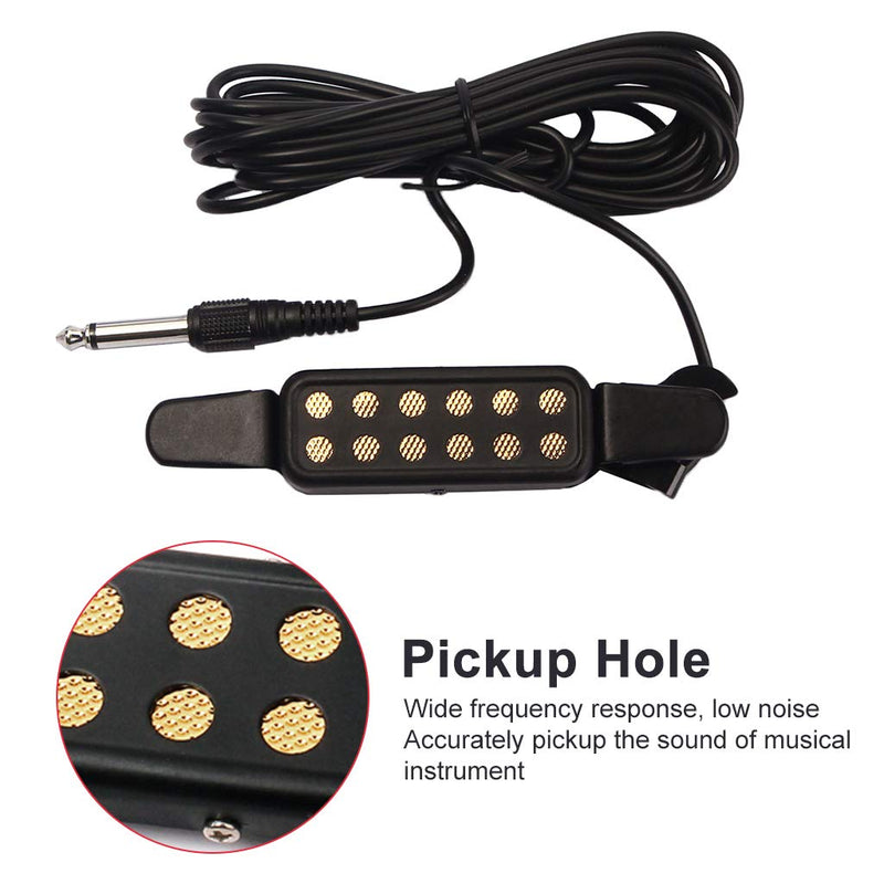 Alnicov Black 12-Hole Sound Hole Pickup Acoustic Guitar Transducer Amplifier with 10ft Cable 1/4inch Jack for 40inch / 41inch Acoustic Classic Folk Guitars