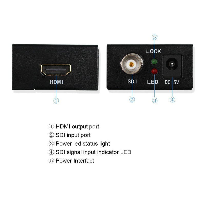 SDI to HDMI Adapter Video Converter Mini 3G HD 720p/1080p Sdi Hdmi Adapter for HD-SDI and 3G-SDI Signals