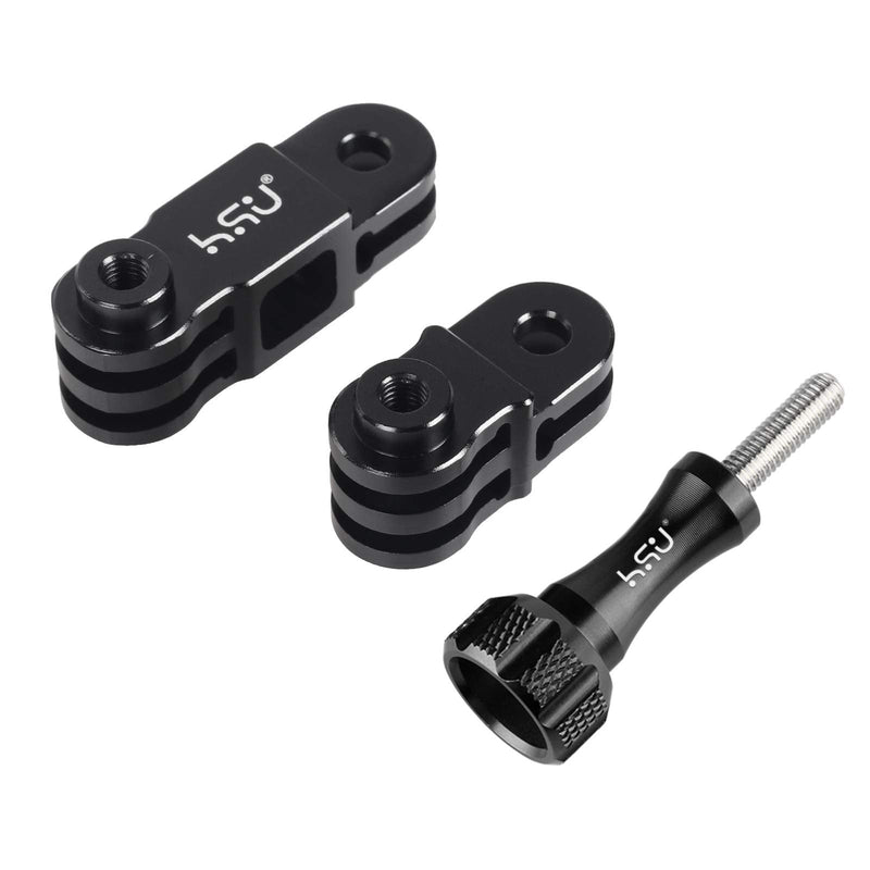 HSU Aluminum Alloy Metal Adjust Arm Straight Joints Mount, Same Direction Straight Joints Mount for Go Pro Hero 9/8/7/(2018)/6/5 Black,Session 5/4,Hero 3+,DJI Osmo Action Action Camera and More(Black)