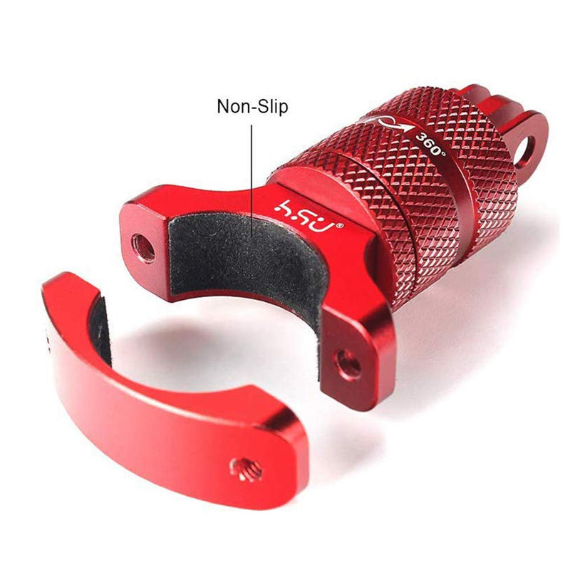 HSU Aluminum Bike Bicycle Handlebar Mount for Gopro Hero 10/9/8/7/6/5/4 Session AKASO Campark and Other Action Cameras, 360 Degrees Rotary Mountain Bike Rack Mount (Red) Red