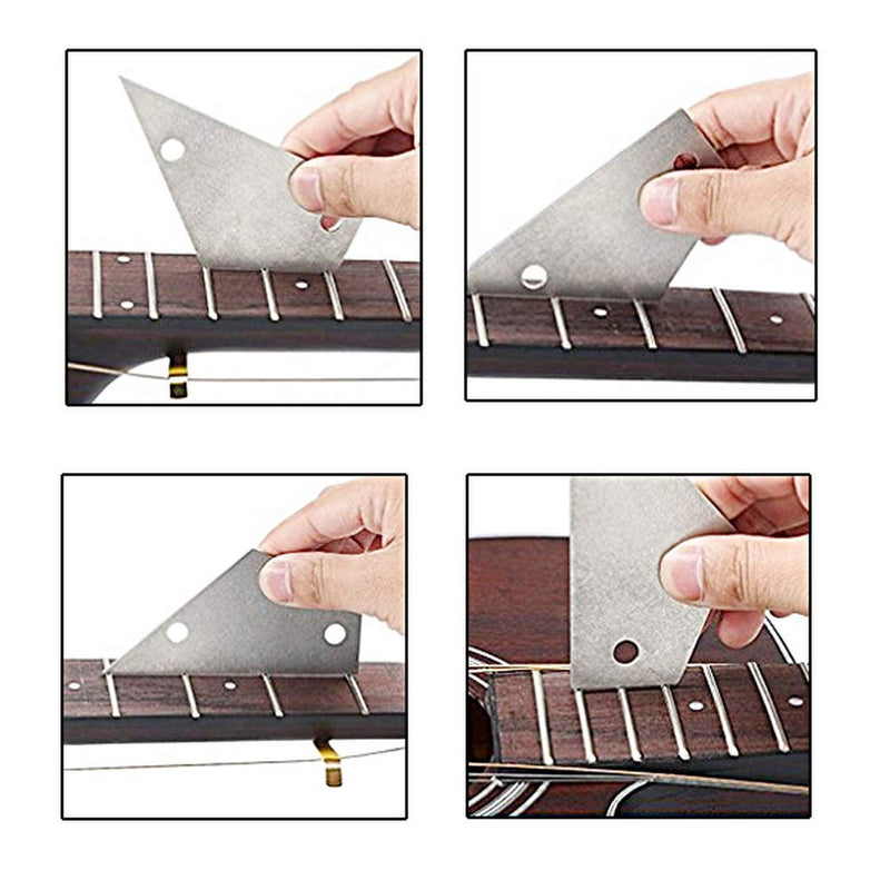 FASHIONROAD Guitar Luthier Tools Including 1Piece Guitar Fret Crowning Luthier File, 1Piece Stainless Steel Fret Rocker, 2 Pcs Fingerboard Guards Protectors and 2 Pcs Grinding Stone for Guitar