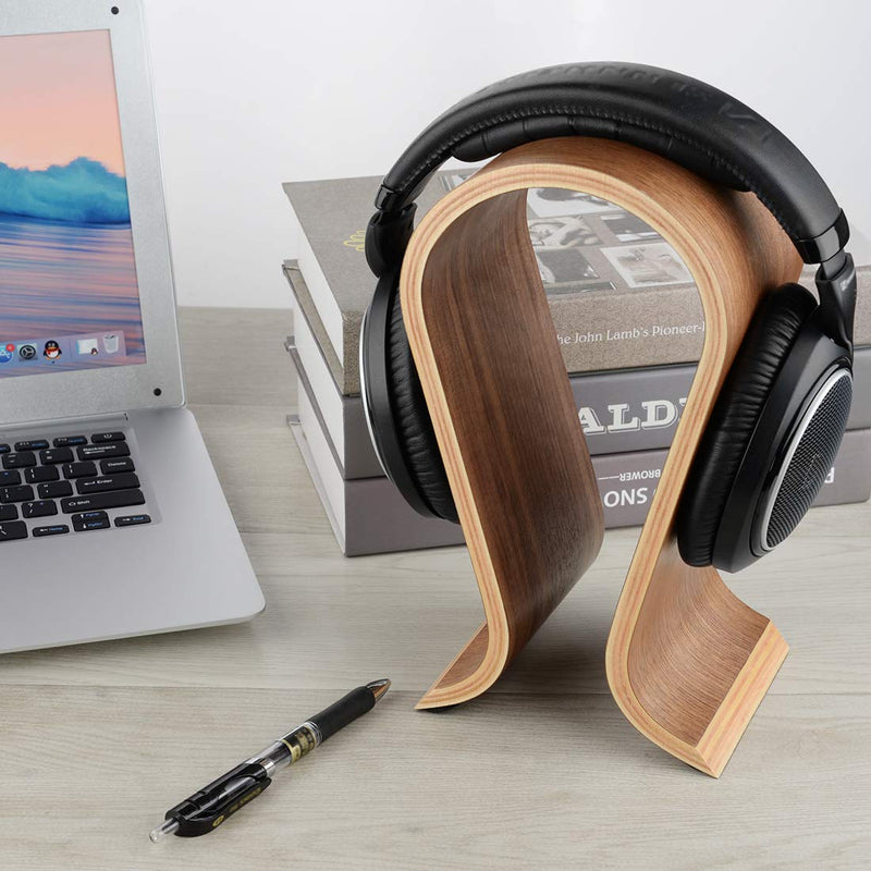 Wooden Omega Headphones Stand/Wooden Headphone Hanger/Wood Headset Holder/Omega Earphone Desk Display Hanger - Wooden Headsets Walnut Finish - LinkIdea