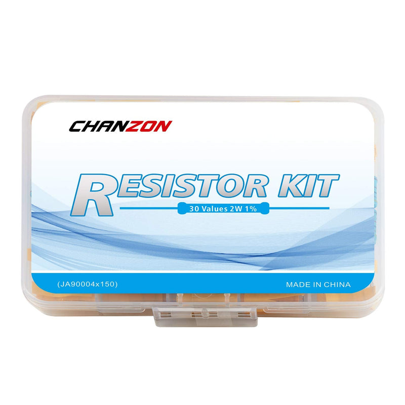 Chanzon 150pcs 2W 1R-1MR Ω ohm 29 Values Metal Film Fixed Resistor Kit ±1% Tolerance 0.01 MF Through Hole Resistors Assortment Current Limiting Rohs Certificated