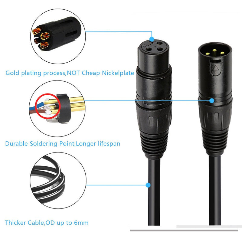 6ft DMX Cable, JLPOW Gold-Plated 3 Pin Signal XLR Male to Female DMX Cable Wire, Best for DJ Stage Lighting Moving Head Lights Par Light (4 Pack) 6FT--4 Pack