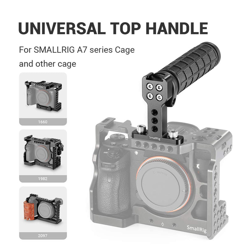 SMALLRIG Camera Top Handle Grip with Top Cold Shoe Base for DSLR Camera Cage Video Camcorder Rig, Rubber - 1446