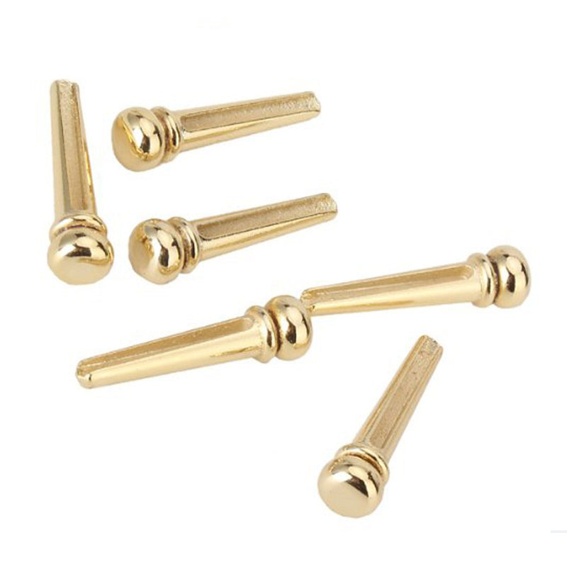 Musiclily Brass Acoustic Folk Guitar Bridge Pins String Pegs End Pins Endpin for Martin Taylor Guitar, Gold(Pack of 6)