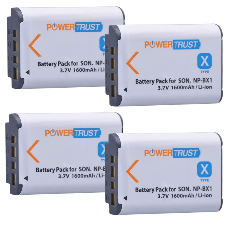 PowerTrust 4X NP-BX1 Battery + LCD Dual USB Charger for Sony Cyber-Shot DSC-RX100, DSC-RX100 II, DSC-RX100M II,DSC-RX100 III, DSC-RX100 V, DSC-RX100 IV, NPBX1/M8,H400, HX300, HX50V, HX90V, WX300