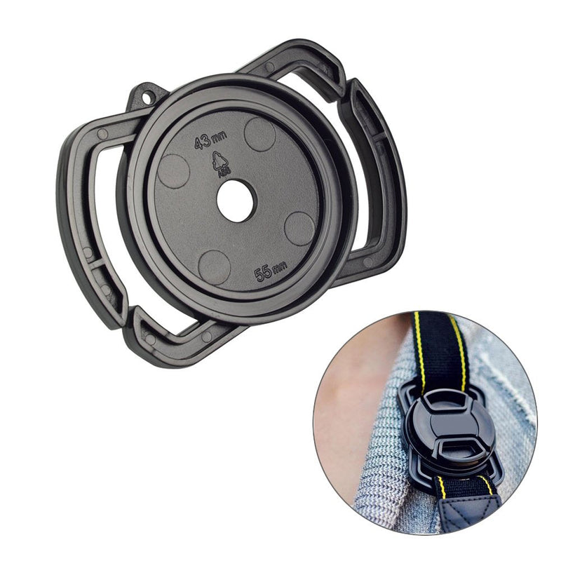 FoRapid Camera Buckle Lens Cap Holder Keeper for Canon Nikon Sony Olympus Fujifilm Pentax Panasonic Sigma DSLR/SLR/Evil Camera Lens Cap-Black ABS Plastic (43mm 52mm 55mm) 43mm 52mm 55mm