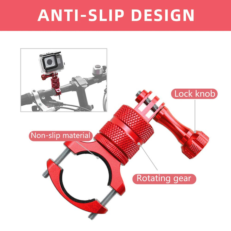 ParaPace Mountain Bike Mount for GoPro Hero 10/9/8/7/6/5s/5/4s/4/3+, 360 Degree Rotation Aluminium Bike Handlebar Holder Bicycle Rack Adjuster for Action Camera DJI Xiaoyi CASIO(Red) red