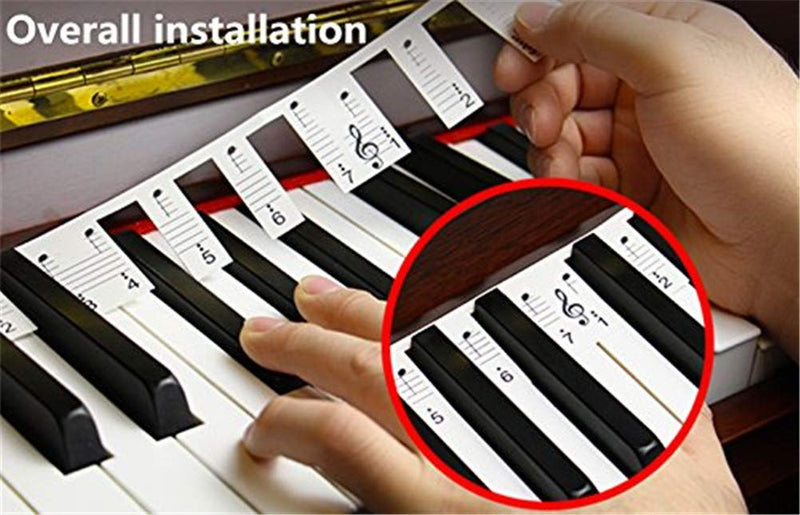 Piano Stickers for Learning Piano or Keyboard ，Overall Installation,No Glue ，No Need to Cut,Easy to Carry ，Reusable, Upgraded Version and Good Quality