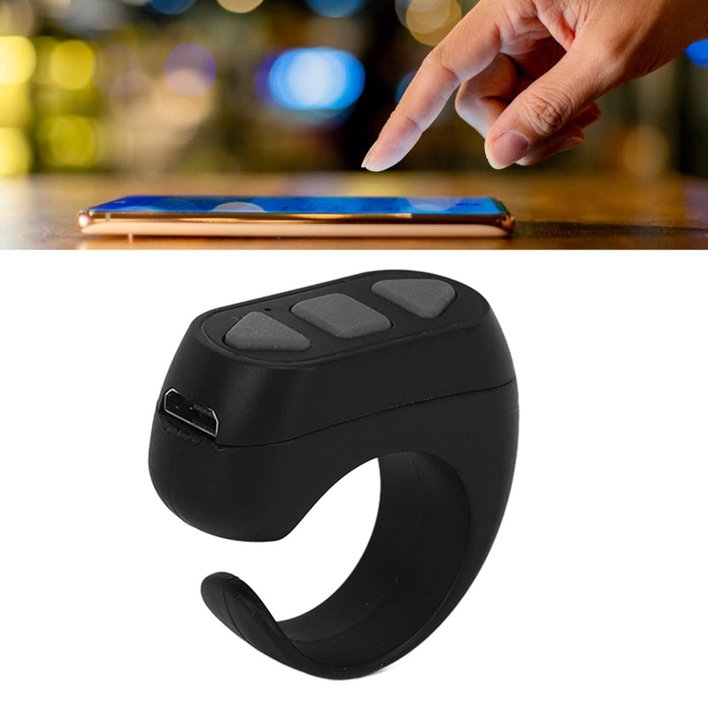 Fingertip Page Turner for TIK Tok, Bluetooth Control Page Turner with Multisystem Support, Wireless Ring Camera Shutter Control for Smartphones Tablets (Black) Black