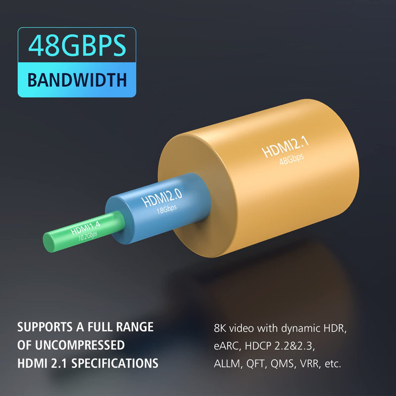 AOZISTech 8K HDMI 2.1 Fiber Optic Cable 50FT 8K@60Hz 4K@120Hz 48Gbps Dynamic HDR eARC Compatible with PS5/4, Xbox Series X, RTX 3080 3090, LG C9 8K_50FT Silver