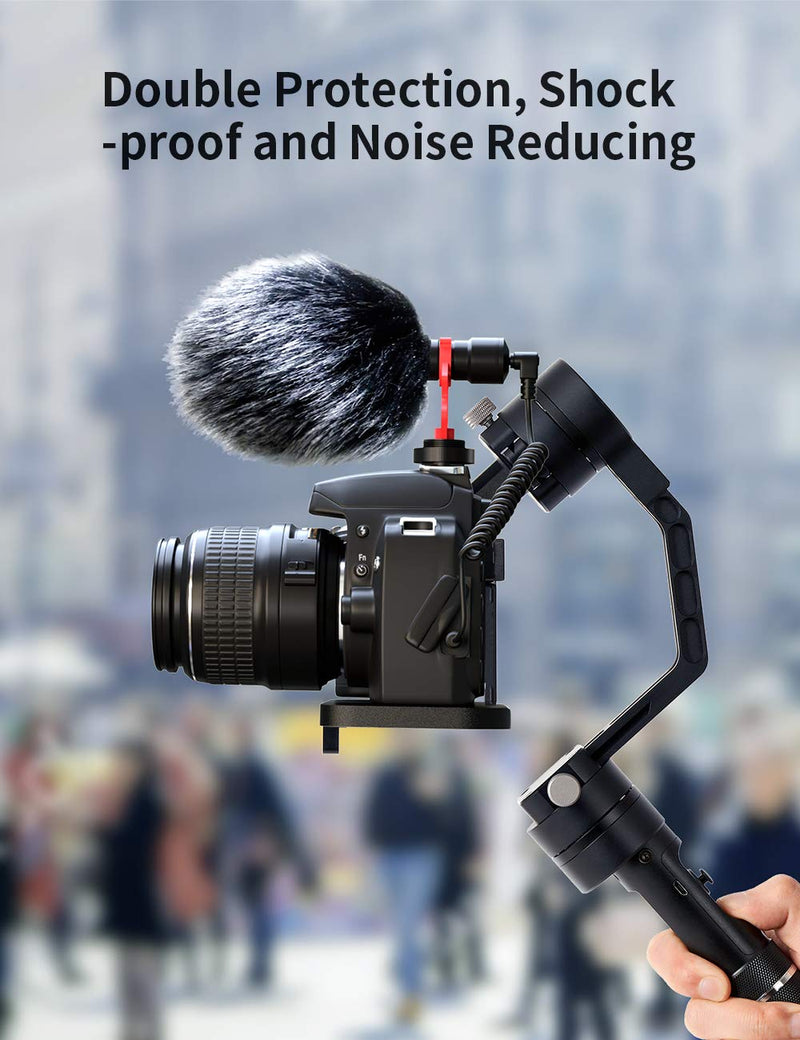 Universal Video Microphone with Shock Mount, Deadcat Windscreen, Case for iPhone, Android Smartphones, Canon EOS, Nikon DSLR Cameras and Camcorders - Perfect Camera Microphone by RALENO