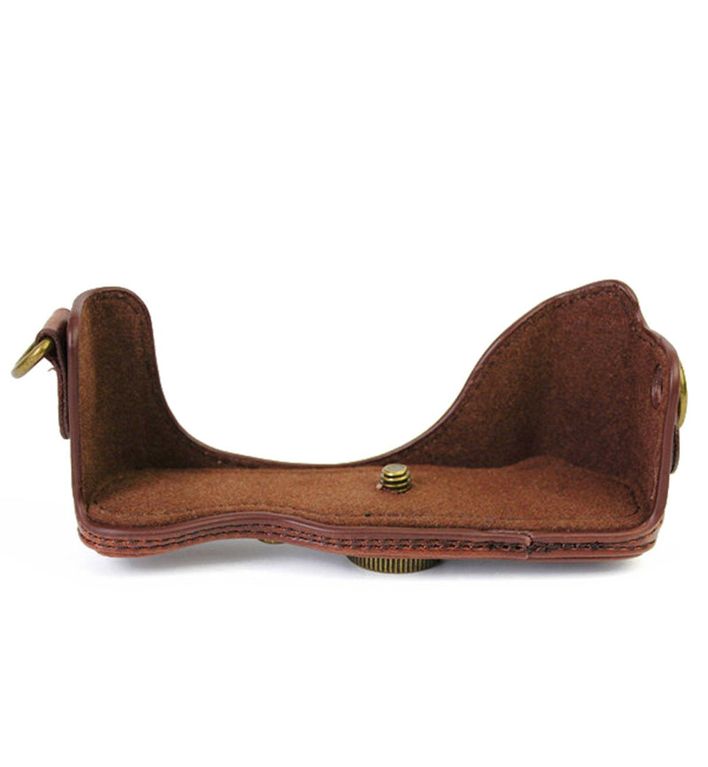 TUYUNG Vintage Leather Camera Case Bag with Strap for Canon Powershot G7X, G7X Mark II DSLR Camera - Coffee