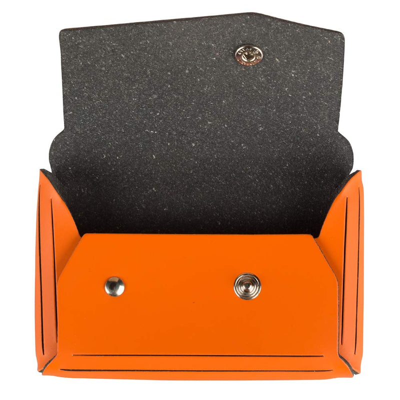 JAM PAPER Italian Leather Business Card Holder Case with Angular Flap - Orange - Sold Individually