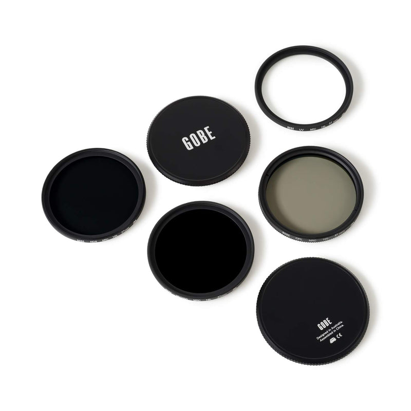 Gobe 37mm UV, Circular Polarizing (CPL), ND8, ND1000 Lens Filter Kit (2Peak)