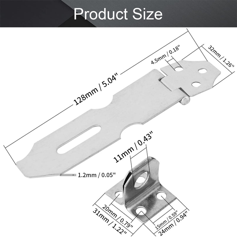 [AUSTRALIA] - MroMax Hasp Staple Padlock Latch, 128mm Length,Stainless Steel Furniture Cupboard Door Stainless Steel Silver Tone 16Pcs 