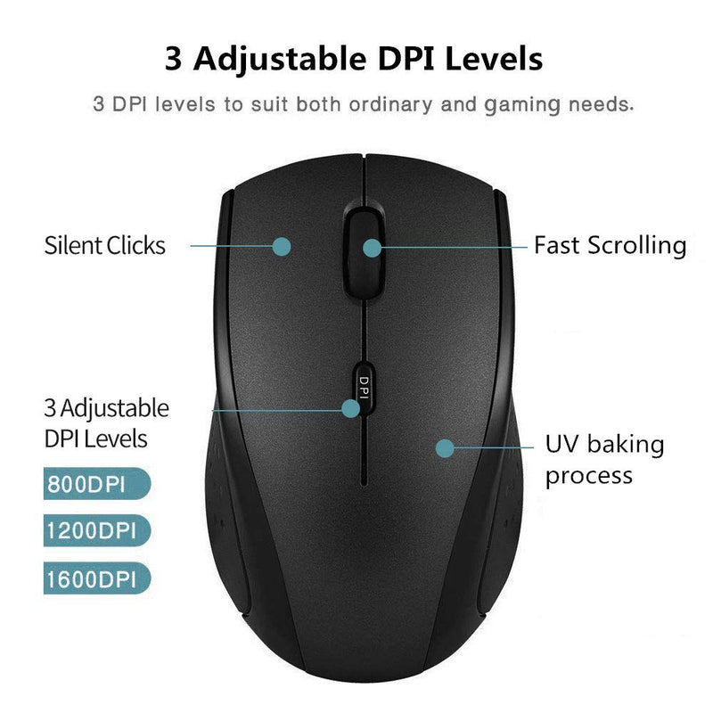 Type C Wireless Mouse, USB C Gaming Wireless Mice 2.4G Silent Ergonomic with 3 DPI Levels Compatible with Samsung Chromebook, Google Pixelbook, Dell, HP OMEN, More Device (Black) Black