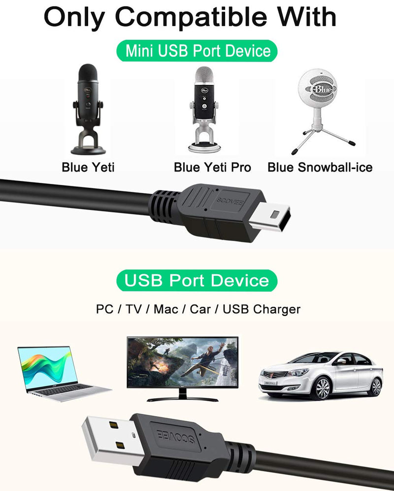 Replacement USB Cable Power Cord for Blue Yeti Recording Microphones MIC,Blue Yeti Pro USB Microphone,USB Microphone,Blue Snowball iCE USB Mic