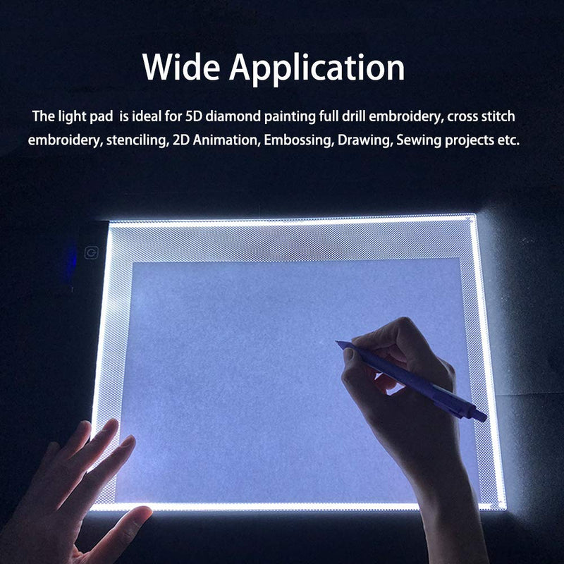 A4 Light Pad for Diamond Painting - Sponake Light Board Tracing with 3 Level Brightness Apply to Full Drill & Partial Drill 5D Diamonds Art - Craft, Sketching, Animation,Weeding Vinyl A4