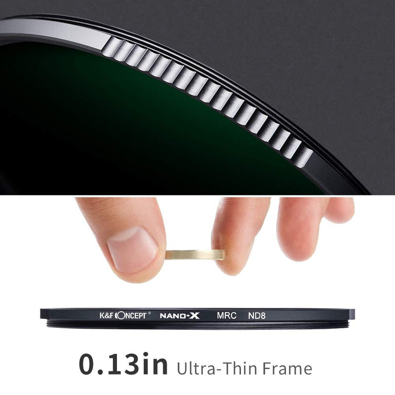 [AUSTRALIA] - K&F Concept 62mm ND8 (3 Stop) Lens Filter, Fixed Neutral Density Filter with HD 18 Layer Dual Side Multi-Coated, Ultra Slim Frame Optical Glass Nano-X Series for Camera Lens 