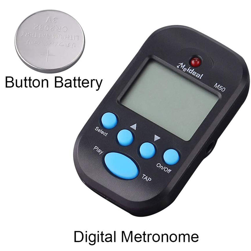 Mini Digital Metronome, Multifunctional, Portable, Volume Adjustable, Clip on, with Speaker, Beat Tempo, with Battery for Piano, Guitar, Saxophone, Flute, Violin, Drum (Black) Black