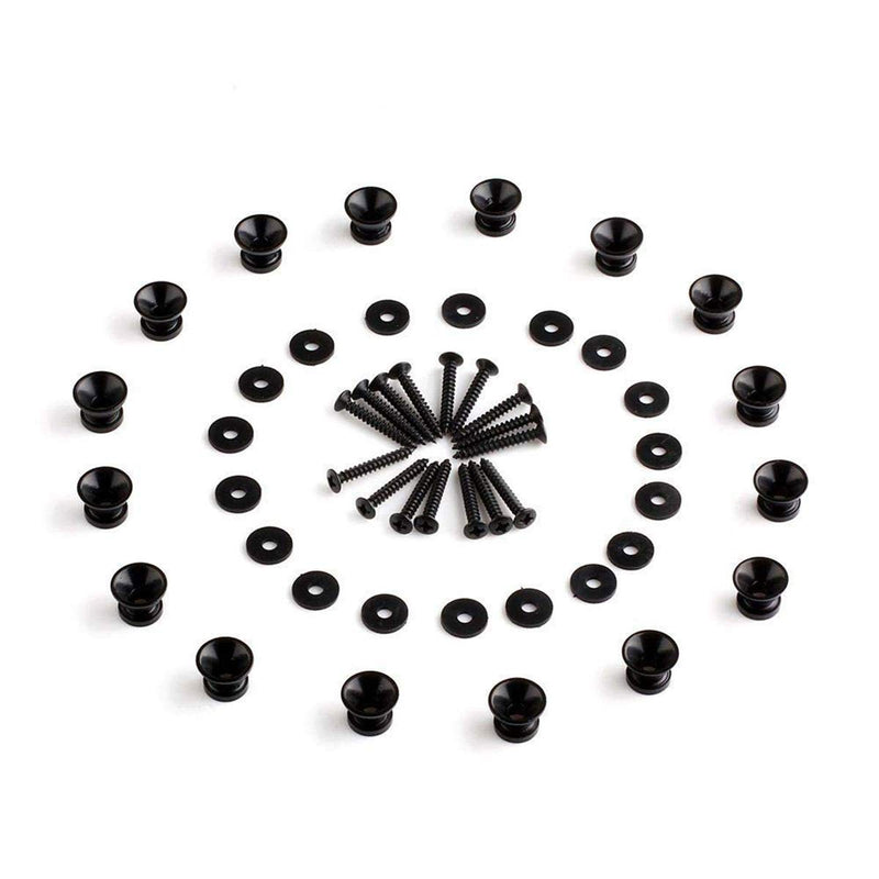 Iceyon Metal Strap Lock Buttons End Pins with Mounting Screws for Electric Acoustic Guitar Bass Ukulele Pack of 16 (Black) Black