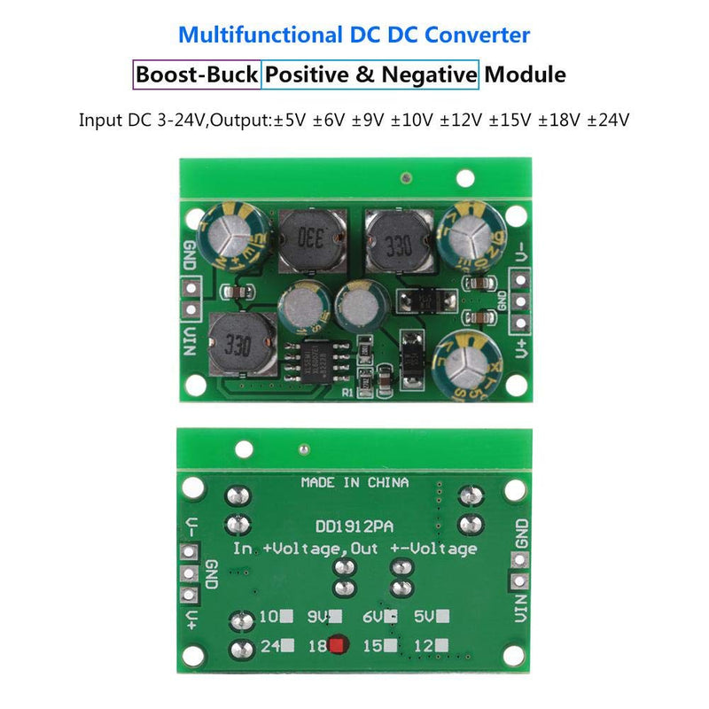 DC-DC Positive & Negative Voltage Boost-Buck Converter Output ±5V 6V 9V 10V 12V 15V 18V 24V (Output voltage ±5VDC) Output voltage ±5VDC