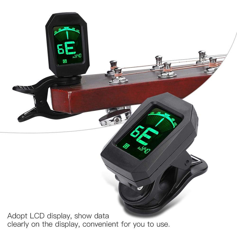 Guitar Tuner, Clip-On Digital LCD Tuner for Chromatic Guitar Bass Ukulele Violin Banjo Accessory Parts