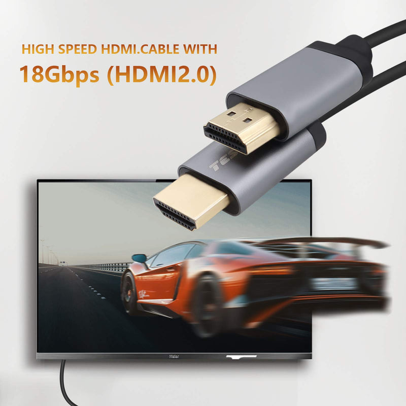 HDMI 2.0 Male to Male Cable 10ft, TESLUNE Gold-Plated 18Gbps High Speed HDMI Cable, 4K2K@60HZ HDMI Cord for Laptop, PC, HDTV, PS3/4, Xbox, Switch.