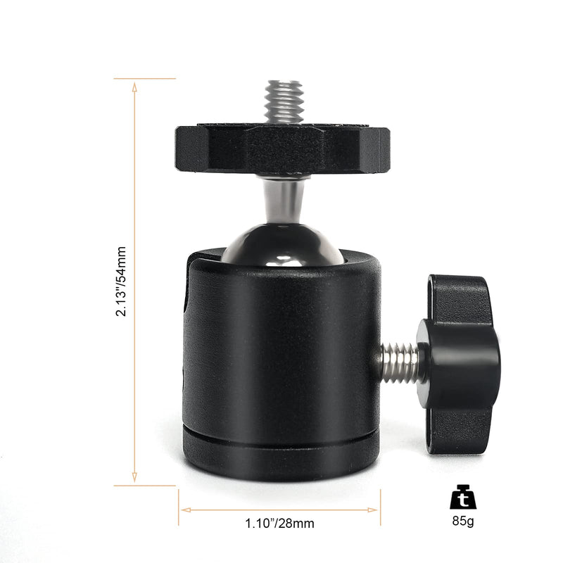 LUXCEO Ball Head, Professional Metal 360° Rotating Panoramic Ball Head with 1/4" Screw and 1/4" Screw Hole for Tripod, Monopod, Slider, Camera, Light