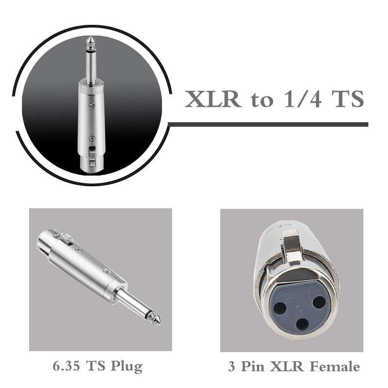 [AUSTRALIA] - COLICOLY Unbalanced XLR Female to 1/4 Inch TS Mono Male Plug Cable Adapter - 2 Pack 2 PCS 