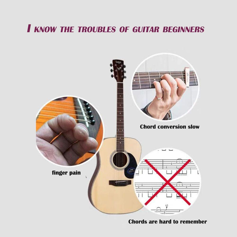 Guitar Beginner One-Key Chord Assisted Learning Tools，Guitar Learning System, Classical Chord Guitar Practice Aid Tool for Adults & children Trainer Beginner, (with 4 Finger Protectors+2 Picks)